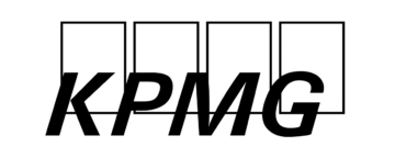 KPMG-logotyp, stiliserade bokstäver, fyrkantig ram ovanför.
